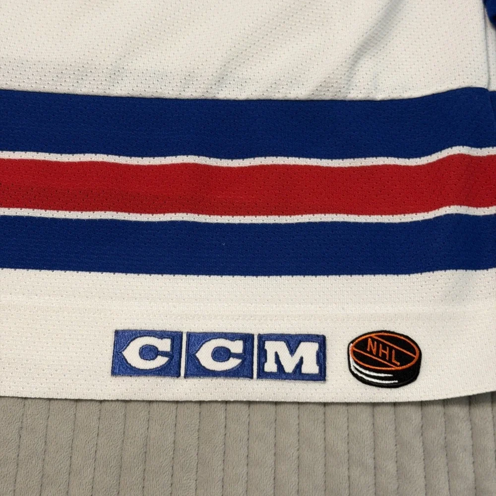 Vintage CCM NY Rangers Hockey Jersey Mens XXL White Mesh Sportswear NHL